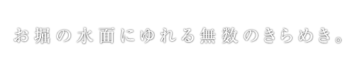 お堀の水面にゆれる無数のきらめき。